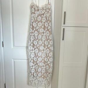 Elegant White Lace Midi Dress